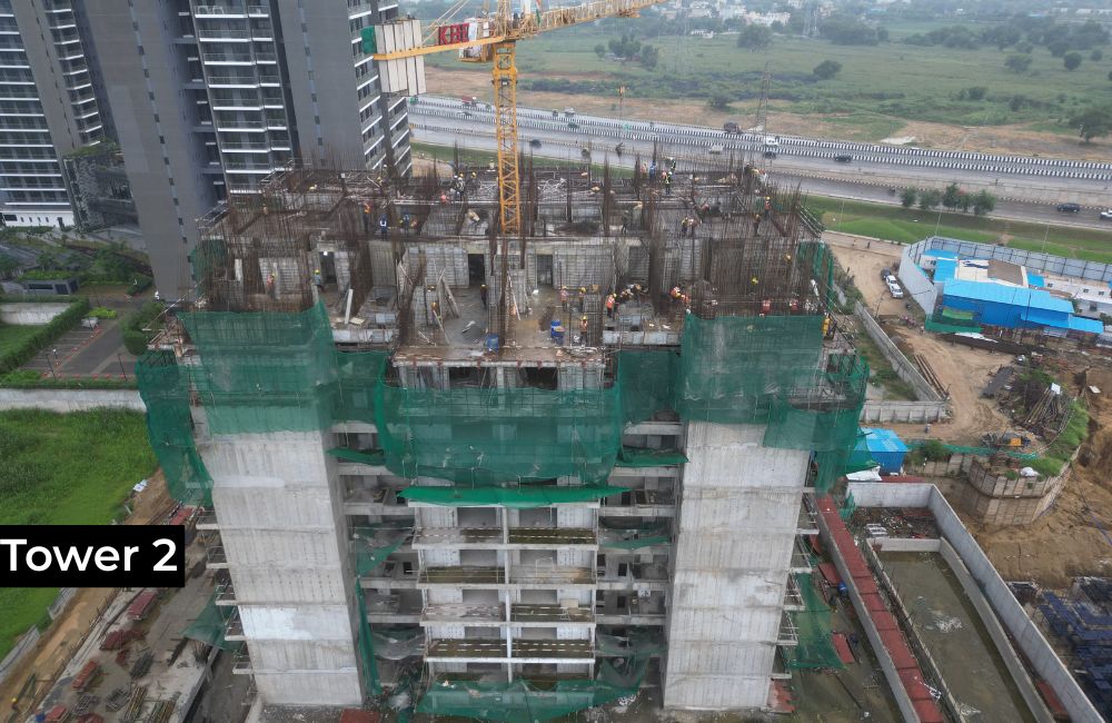 construction update for Tower 2 of the DSR Valar luxury apartments project.