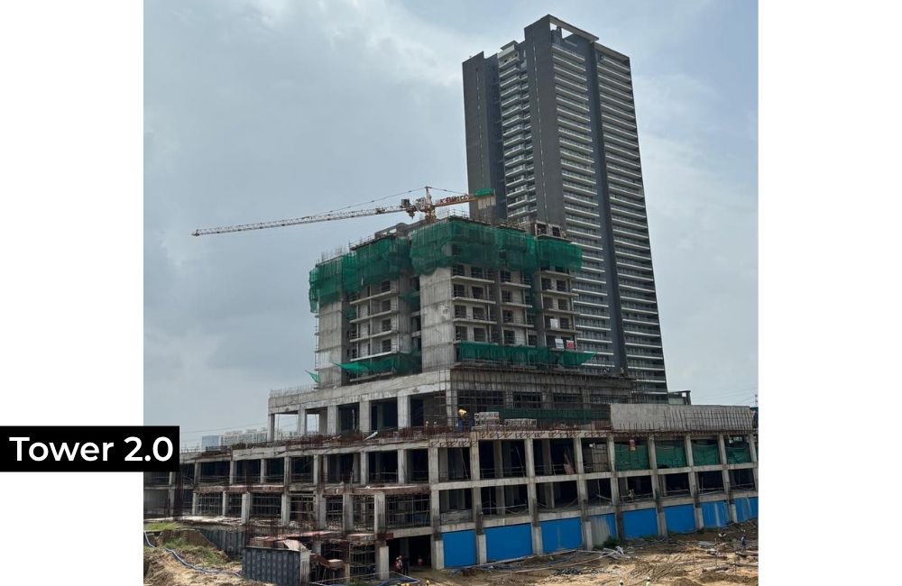 construction site of Krisumi Waterfall Residences, a residential project in Sector 36A, Gurgaon, India.