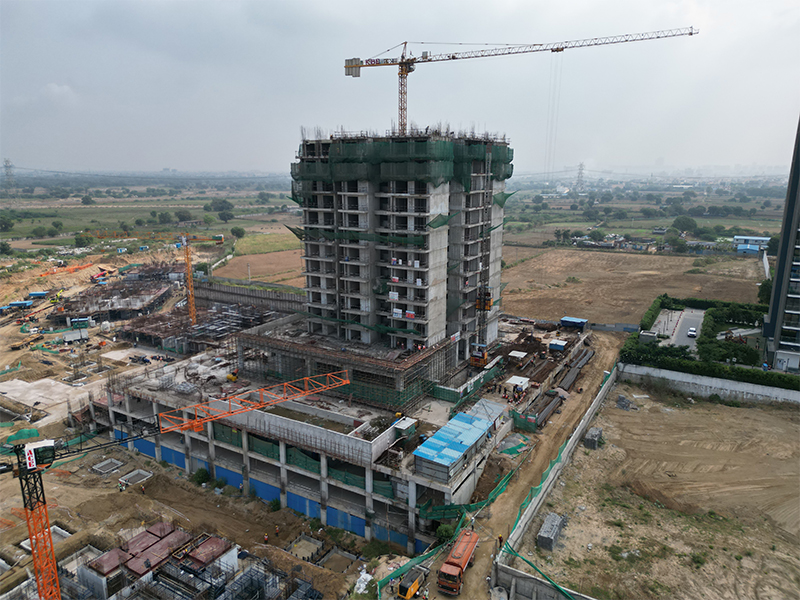 Progress showing landscaping work around Phase 2 tower.