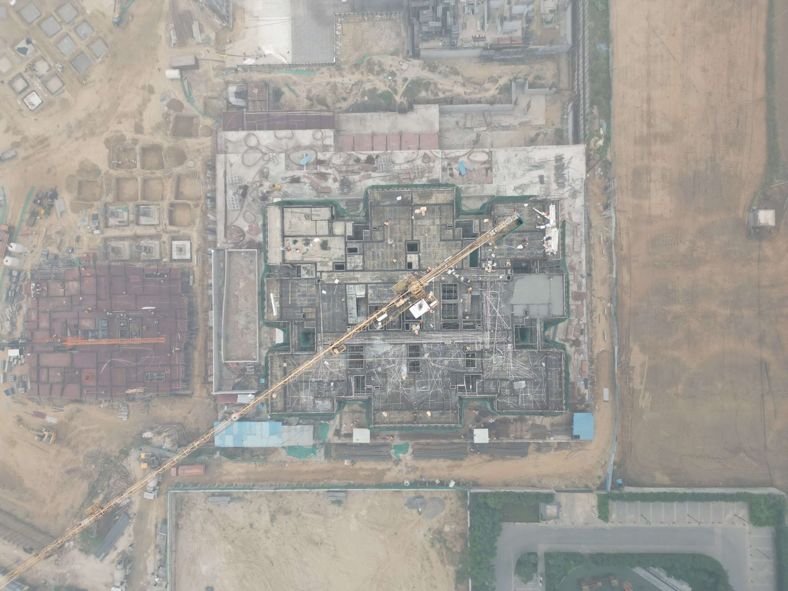 Aerial view showing the project site and surrounding area.